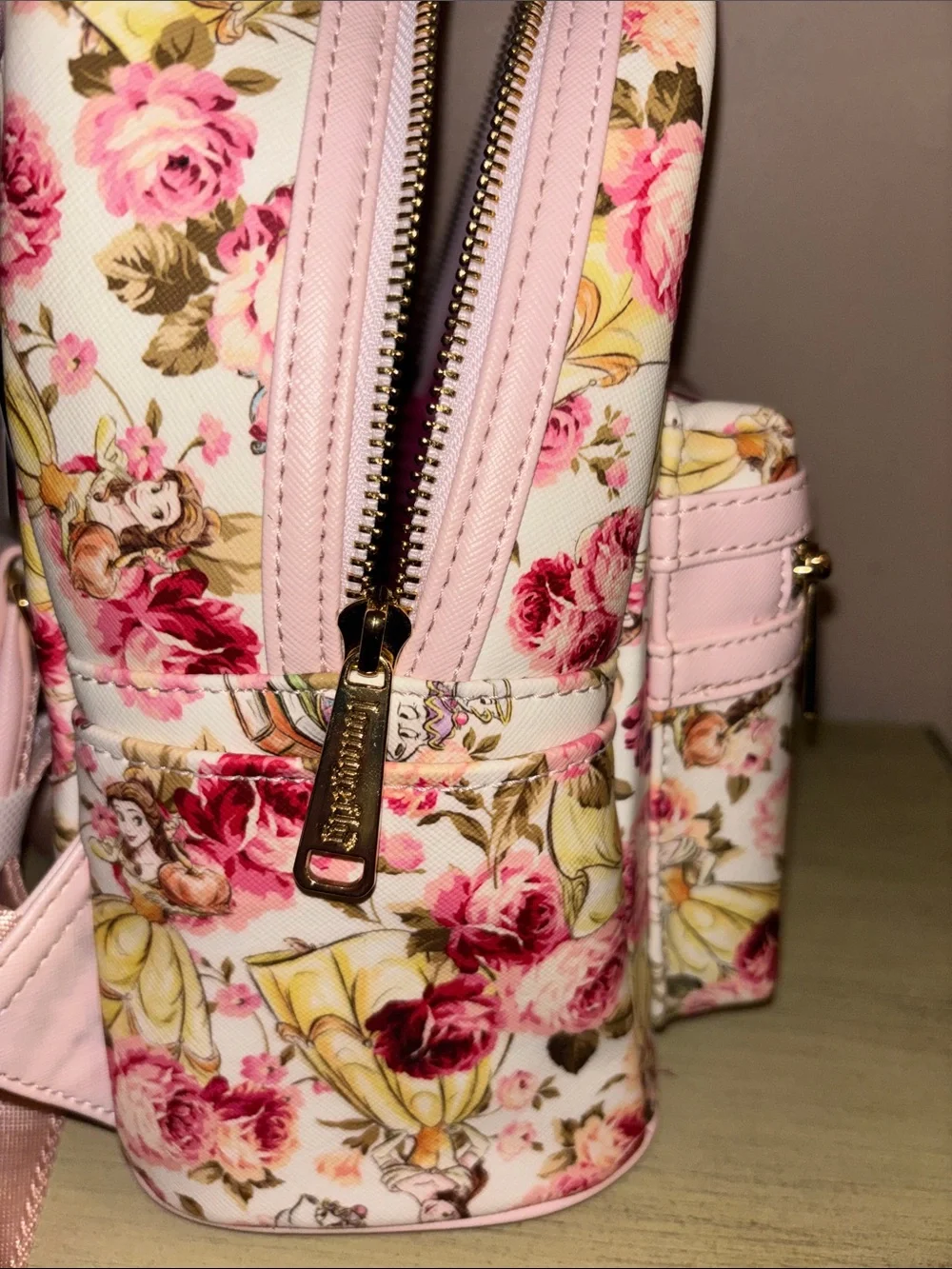 Loungefly Disney Belle Floral Mini Backpack in Pink and Yellow
